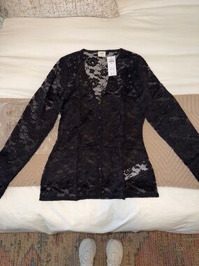 Abercrombie & Fitch Black Floral Lace Cardigan